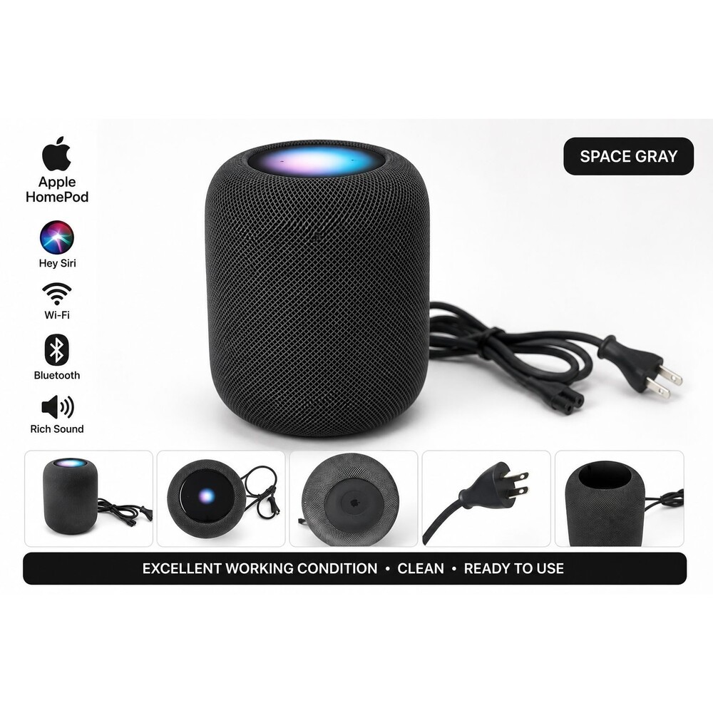 Apple HomePod 1st Gen Space Gray A1639 Smart Speaker Siri WiFi Tested Working